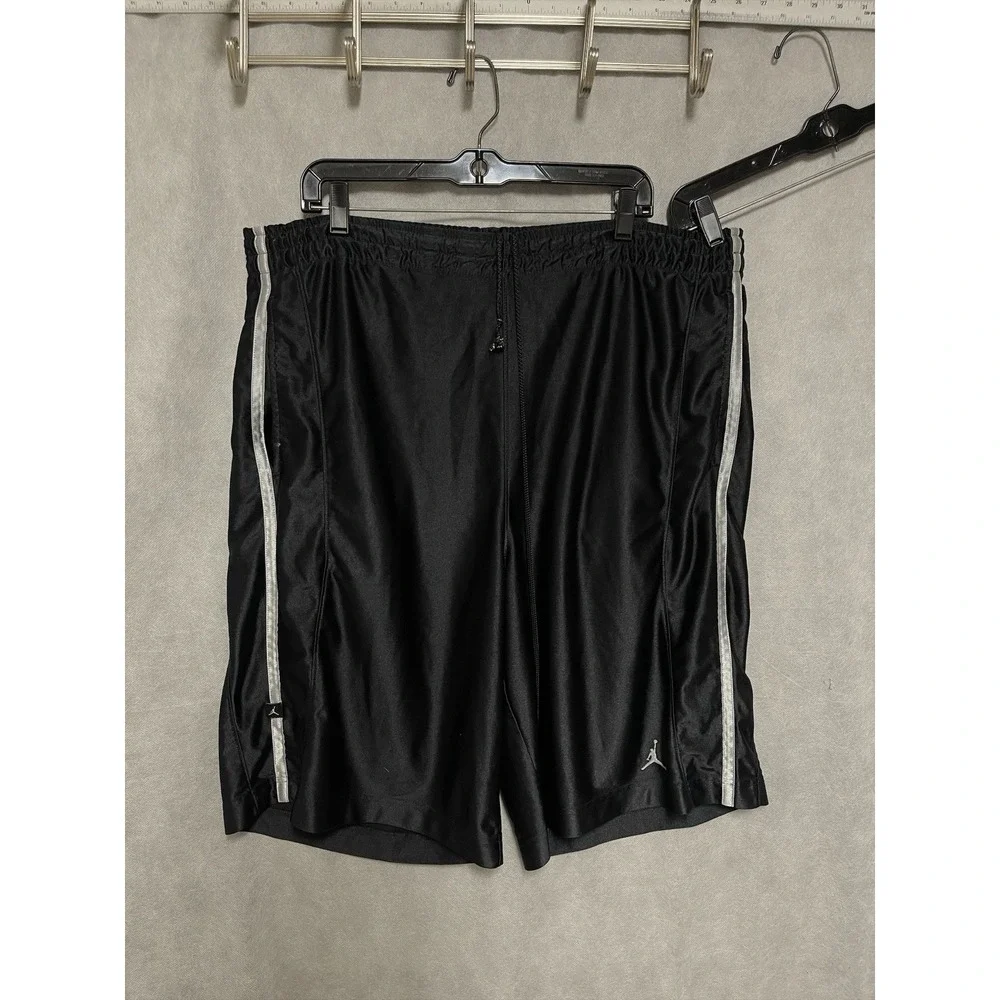 Jordan Shorts XL Black Satin Dazzle Shiny Basketball Warm Up Sports Jumpman Logo